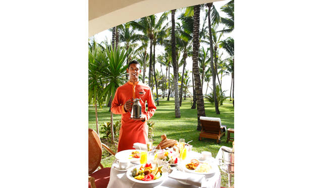 爽やかな朝は、部屋のなかで朝食を楽しむことができる