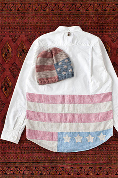 <strong>阪急メンズ東京｜HANKYU MEN’S TOKYO</strong>　4階 インターナショナルクリエイターズ 「visvim（ビズビム）」<br>ニットキャップ「ナチュラル ダイ」3万1500円、オックスシャツ3万4650円