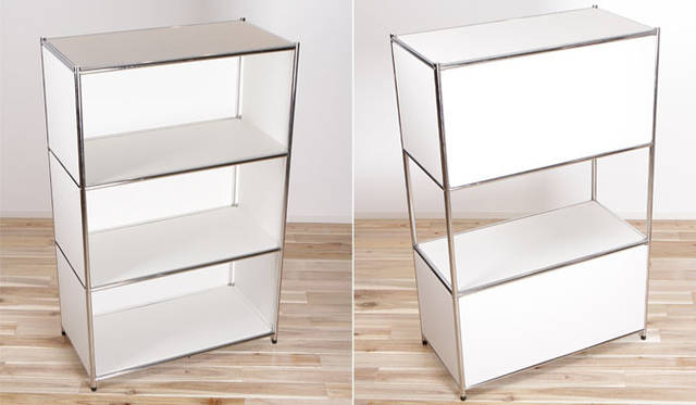 シェルフ（ブラック・ホワイト・レッド・ブルー・グリーン）　5段シェルフ（W770＊D400＊H1950）2万4000円（税別）、3段シェルフ（W770＊D400＊H1200）1万8000円（税別）※2014年3月中旬発売予定