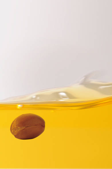 100キロの実から1リットルほどしか取れない希少性と濾過後の色から、「黄金のオイル」と呼ばれる「アルガンオイル」を使用