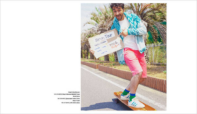 Shawl Collar Blouson 3万3600円、Wave T-Shirt 7770円、Work Shorts 1万9950円