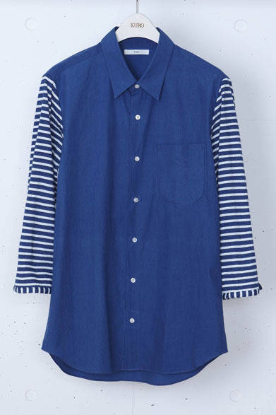 indigo cut combi border shirt 1万8900円