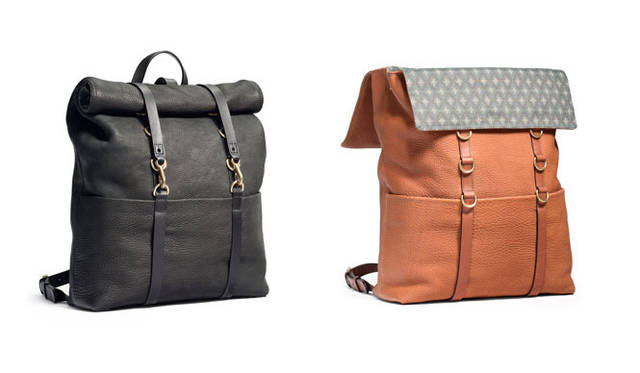 「WRINKLE Collection AW14」　リンクルレザーの風合いが見た目にも美しい「Backpack W」（W35×H43(62) ×D11 cm）各9万7000円