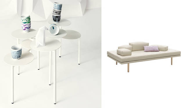 左／fusionコーヒーテーブル（H42/30×W58×D66/56cm）2万6900円、カップ各1300円