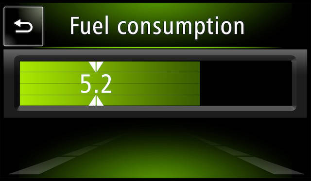 インフォテイメントシステム「R&GO」での燃費表示画面