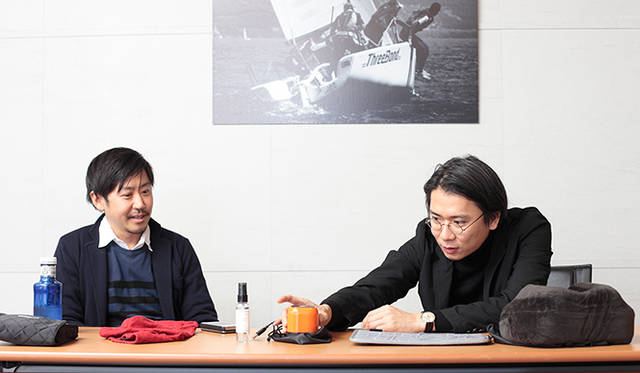 菊地市郎氏（左）と丸若裕俊氏