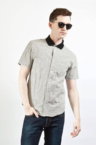 「POLO COLLAR FRENCH BORDER S/S SHIRTS」1万3000円、「NEW BLUE JEANS LIGHT VINTAGE-STRETCH SLIM」2万7500円、「SUNGLASSES METAL COMBI BOSTON」1万3000円（すべて税抜価格）