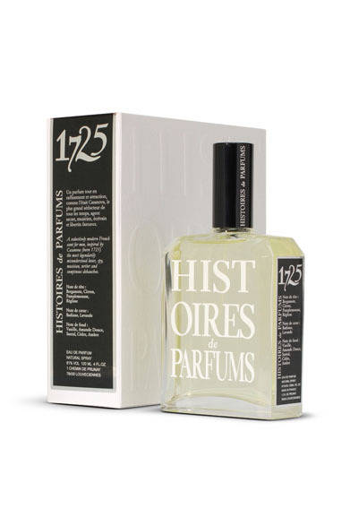 「1725 オードパルファム」（Casanova カサノバ）。ウッディのハーモニーとレモンのフレッシュさ、エレガントなラベンダーをミックスさせたアンバーの香りが大きな喜びへと誘う。[60ml] 1万1400円、[120mL]1万9000円　※税抜価格