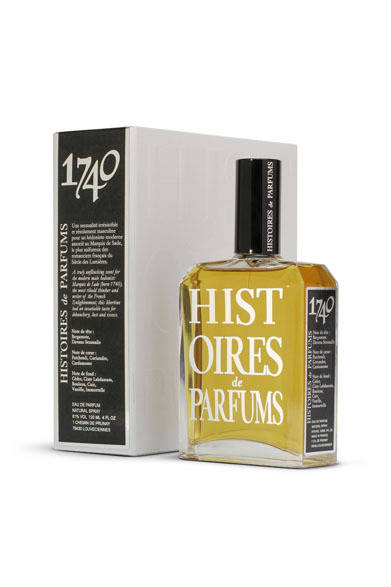 「1740 オードパルファム」（Marquis de Sade マルキ・ド・サド）。パチョリがやわらかくベルガモットとダバナを包み快楽へと誘う、リベルタンならではのスパイスの効いたウッディな香り。[60ml] 1万1400円、[120mL]1万9000円　※税抜価格