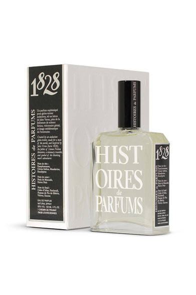 「1828 オードパルファム」（Jules Verne ジュール・ヴェルヌ）。サイエンスフィクションの父であるジュール・ヴェルヌをイメージした香りは、現代の冒険家のための野生の荒野を吹き抜ける海の風のような香り。[60ml] 1万1400円、[120mL]1万9000円　※税抜価格