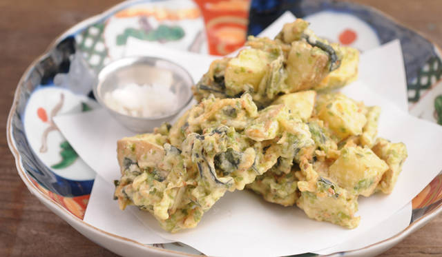 「おじゃがと若芽のかき揚げ」
