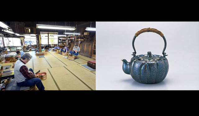 <strong>玉川堂</strong><br />1816年創業。燕の金属産業の礎である鎚起（ついき）銅器の老舗。当初は、薬缶を手がけ、その後、茶器、酒器、花器など幅広い銅器を製造。創業以来、300人以上の鎚起職人を輩出。2010年には玉川宣夫（玉川堂5代次男）が人間国宝に認定される。1枚の銅板から職人の手で一つずつ打ち出される銅器は、使うほど手に馴染み、味わいある光沢を帯びる