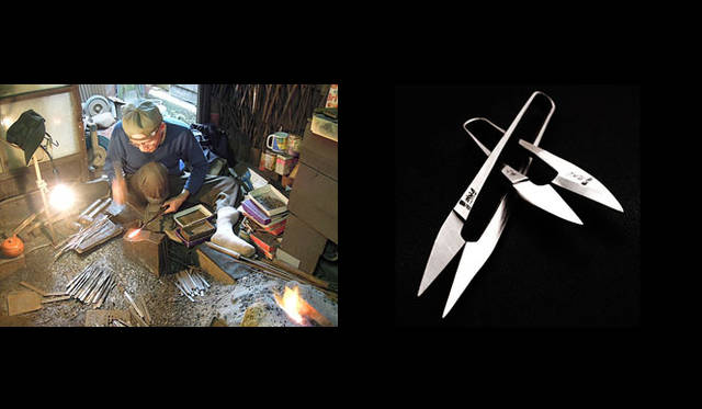 <strong>進光鋏製作所</strong><br />1935年ごろ創業。当初から一貫して握り鋏（はさみ）を製造。鍛造から成形まですべて一人の手作業でこなす職人は全国で5人にも満たない。三条市唯一の職人が作る握り鋏には、守町（刃先の鋭い）、長刃（布用）、剣型（手芸ニット用）、網切（網用）などがあり、プロにも愛用され、近年ではファッションデザイナーにも愛用されている