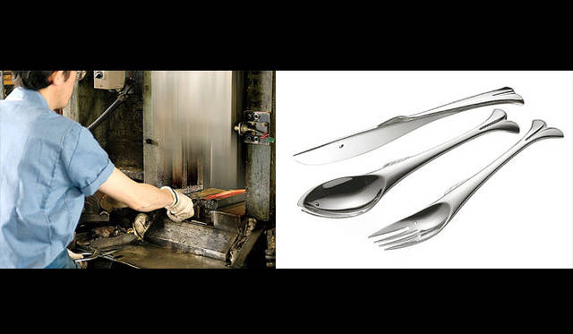 <strong>山崎金属工業</strong><br />1918年創業。当初から一貫してテーブルウェアを製造し、数々の欧米名門ブランドからOEM生産の依頼を受け、1991年のノーベル賞90周年記念晩餐会でカトラリーが使用される栄誉に輝いた。「THE ART OF DINING」を製品デザイン・開発のコンセプトとし、職人が丹精込めて、隅々までこだわり抜いて仕上げた製品は世界中のユーザーから支持を得ている