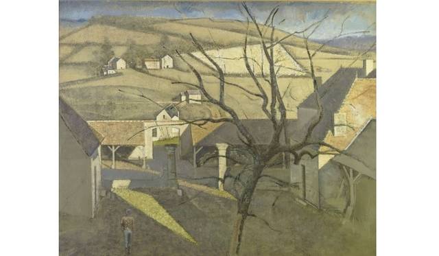 <strong>ART｜東京都美術館と京都市美術館で『バルテュス』展</strong>　バルテュス《樹のある大きな風景（シャシーの農家の中庭）》　1960年　油彩、カンヴァス　130×162cmポンピドゥー・センター　© Centre Pompidou, MNAM-CCI, Dist. RMN-Grand Palais / Bertrand Prévost / distributed by AMF