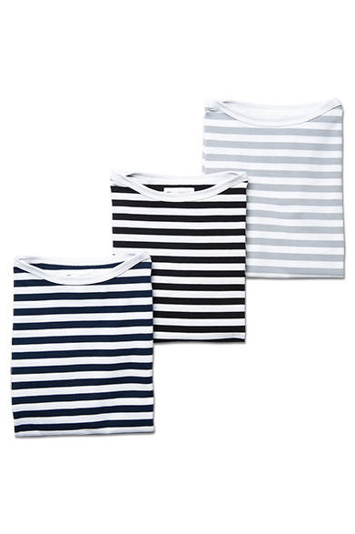 ボーダーワンピース（レディス） 2万3760円<br />サイズ｜S<br />カラー｜Noir（黒）、 Bleu（青）、Gris（グレー）