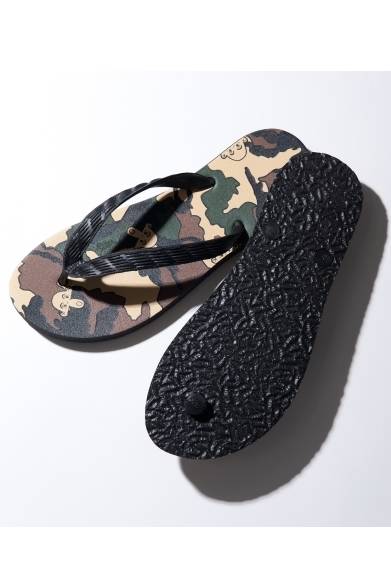 <strong>ERIC ELMS in collaboration with JUN｜エリック エルムズ</strong>　カモフラージュ ビーチサンダル　2800円