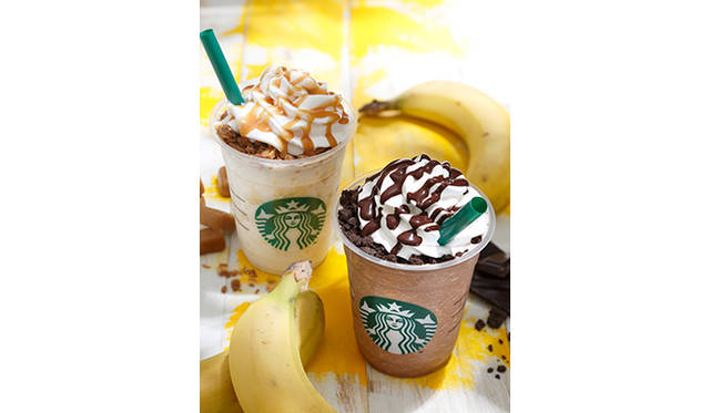 <strong>「フレッシュ バナナ＆チョコレート クリーム フラペチーノ」<br />「フレッシュ バナナ＆キャラメル クリーム フラペチーノ」</strong><br />日程│4月16日（水）～5月11日（日）　※なくなり次第終了<br />サイズ│トールのみ<br />価格│610円（税抜）