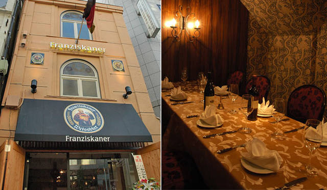 <strong>Flensburger Frühlingsbock｜フレンスブルガー・スプリングボック</strong><br />「フランツィスカーナー バー＆グリル 御茶ノ水」<br />東京都千代田区神田駿河台3-1<br />Tel. 03-5283-6846<br /><br />地下に秘密めいた大型ワインセラーも完備した3階建ての本格ドイツレストラン。いままでのドイツ料理の枠を超えた、新感覚の創作ドイツ料理「ノイエキュッへ」が定番メニュー。さまざまな用途に使える大人のレストランだ。