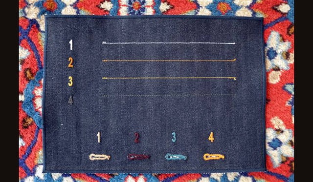 今回のカスタムオーダージーンズでは、ステッチを4色から選択ができる