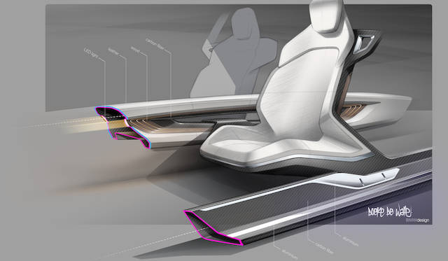 サイドシル、そしてセンタートンネルまで連続したカーボン構造が、Bピラーレスであってもボディ剛性を確保する