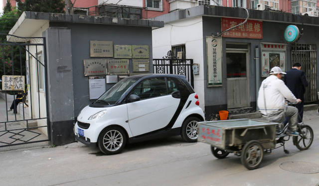 北京市街で、スマートの姿は上海よりも多く見かける