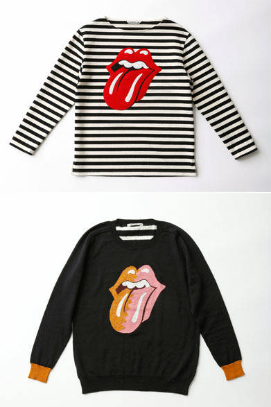 「ビューティフル ピープル×ザ・ローリング・ストーンズ」WOMENS 上／ストーンズコラボベロバスクシャツ2万3000円、下／ストーンズコラボインターシャプルオーバー3万4560円