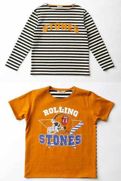 「ビューティフル ピープル×ザ・ローリング・ストーンズ」WOMENS上／ストーンズコラボロゴバスクシャツ 2万4840円、下／ストーンズコラボヘルメットT 1万7280円