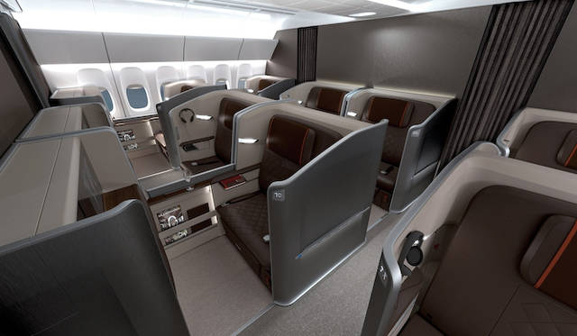 シンガポール航空が2013年9月から運航するボーイング777-300ERのファーストクラスもデザインワークスUSAが手掛けた。BMWをはじめグループのロールスロイスやヨットの顧客まで声を聴き、ラグジュアリーかつプライベートな空間に仕上げたと謳う