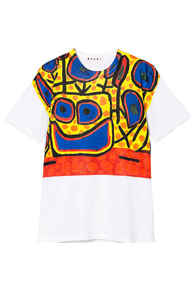 <strong>MARNI｜アウトサイダー アートを用いたアイテムを発表</strong>　レディスTシャツ　3万4000円（税抜）