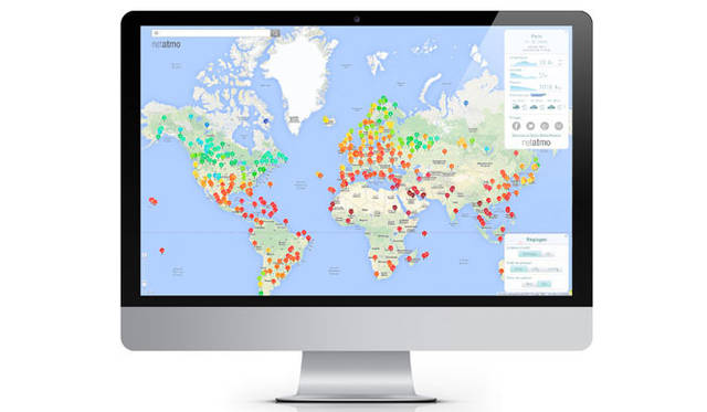 <strong>netatmo｜ネタトモ</strong>　個人向け気象ステーション「Weather Station」　この地図（http://www.netatmo.com/ja-JP/weathermap）から、日本を含めて、世界中でウェザーステーションを使用している人（データ公開OKの方々）の屋外の気象情報が見られる