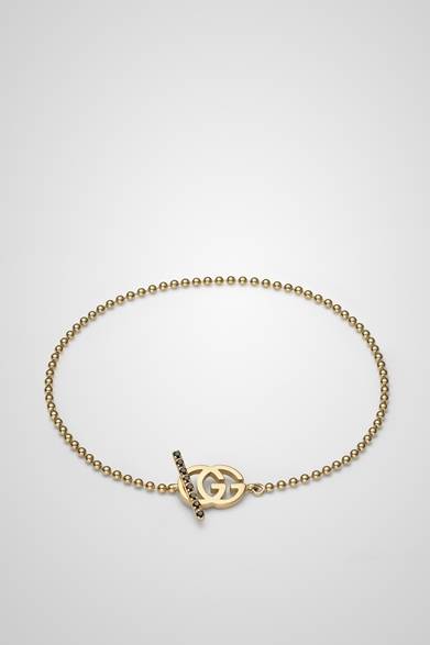 <strong>GUCCI｜新作ジュエリー「Running G」登場</strong>　Bracelet 18K Yellow Gold, Black Diamond　9万5000円（税抜）
