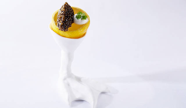 レモンゼリーとキャビア　クレームフレッシュ