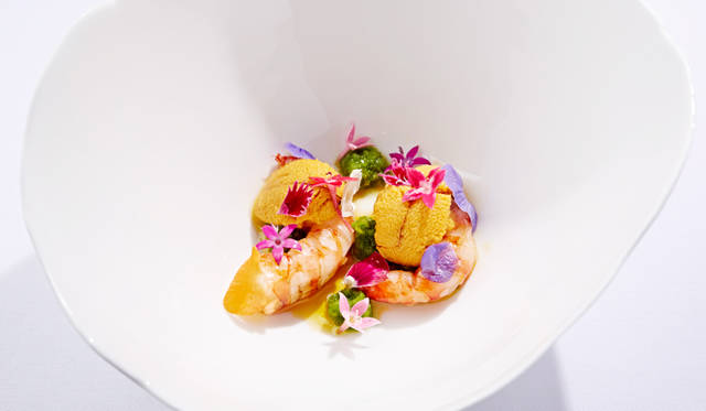 温かな車海老と雲丹