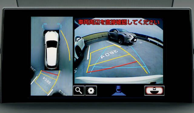 カメラの画像をデジタル加工し、車輛を上方からみたように周囲を確認できるパノラマビューモニター