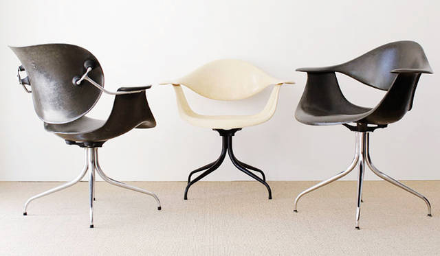 <strong>「Swaged Leg Group」</strong>　1958年から64年までしか生産されなかった希少モデル。左から“MAA”、“MAF”、“DAF”。すべてハーマンミラー社製のオリジナル品