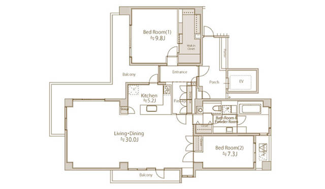 「ルクラス代官山」コンセプトルーム ※間取りは参考オーダー例