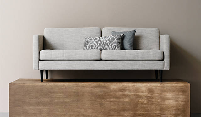 ライトグレーMojave ファブリックを使用した「Osakaソファ」14万2900円 
