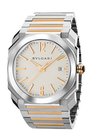 自動巻き、18KPGケース、ケースサイズ直径38mm径、100m防水、72万円（税別）<br /><br />ブルガリ ジャパン<br />Tel. 03-6362-0100