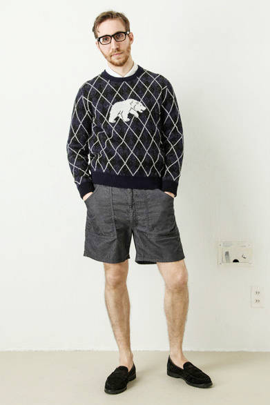 argyle with polar bear jacquard pullover 2万1600円