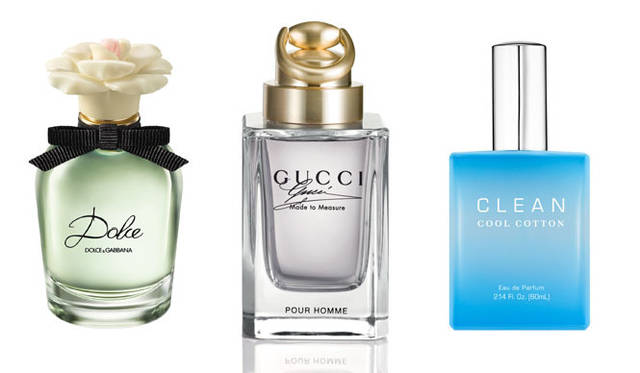 <strong>日本フレグランス協会</strong>　第5回 「日本フレグランス大賞」 各賞発表　<strong>ベスト・ボトルデザイン・オブ・ザ・イヤー</strong><br />左から、“プレステージ：レディース” <strong>「ドルチェ＆ガッバーナ」ドルチェ オードパルファム </strong>（ブルーベル・ジャパン 香水・化粧品事業本部）、“プレステージ：メンズ” <strong>「グッチ」グッチ バイ グッチ メイド・トゥ・メジャー オードトワレ</strong>（ブルーベル・ジャパン 香水・化粧品事業本部）、“プレステージ：ユニセックス” <strong>「クリーン」クールコットン オードパルファム </strong>（フィッツコーポレーション）