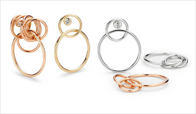 「Happy Line（ハッピーライン）」Pt950 4万8600円～、K18 yellow,K18 red,K18 gray 3万5640円～（直営店限定） 