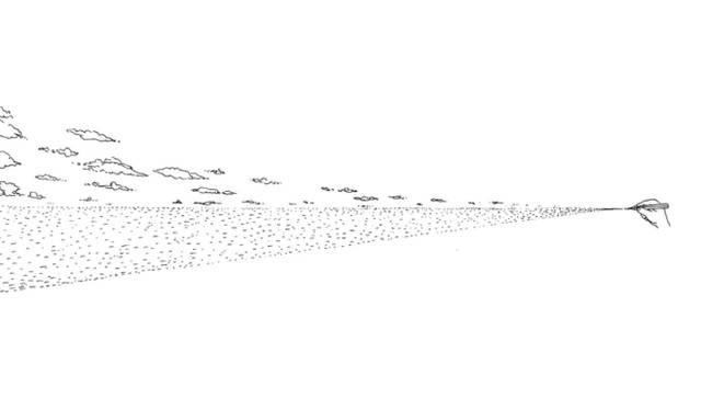 水平線を描く鉛筆　ドローイング　2002年