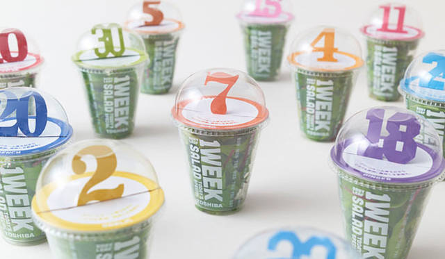 <strong>nendo｜ネンド</strong>　プロジェクト「1 WEEK SALAD」<br />東芝の半導体工場を植物工場に転用する「クリーンルーム ファーム」計画の第一弾開発コンセプトとして、菌の侵入を制限した閉鎖型クリーンルームを使い、野菜を無農薬で栽培し、カット、密閉包装するグリーンサラダ製造プロジェクト「1 WEEK SALAD」