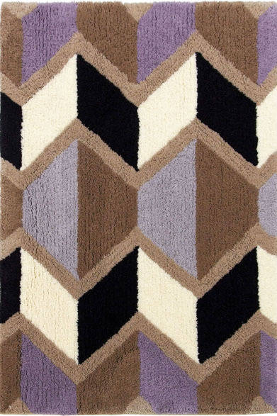 「ジグザグの庭」　写真＝玄関マット（60×90cm）3万8880円、エリアラグ（100×150cm）10万8000円、ラグ（150×200cm）21万6000円（毛100％・フック織・日本製）