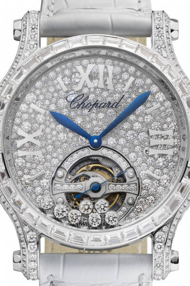 手巻き、18KWGケース、ダイヤモンド、アリゲーターストラップ、ケース径42mm、4679万6400円<br /><br />ショパール ジャパン プレス<br />Tel. 03-5524-8922