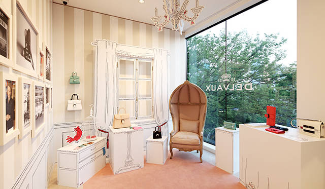 会場内には、ブランドのキャラクター“マダム・デルヴォー”をイメージしたポップな部屋も登場