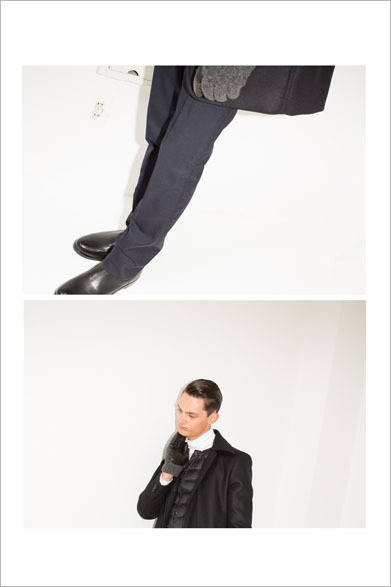 ステンカラーコート 6万480円、ライトダウン 3万1320円、パンツ 1万7280円、タートルネック 1万1340円、ブーツ 4万6440円、グローブ 1万260円