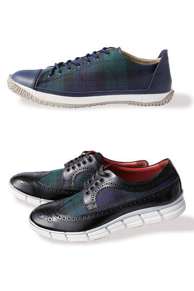 上／「ヒロシ ツボウチ」スニーカー2万9160円、下／「スピングルムーヴ」スニーカー1万9440円