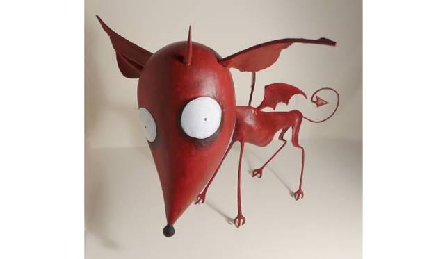 デビルドッグ 2014 38.1×40.6×38.1　ミクストメディア © 2014 Tim Burton